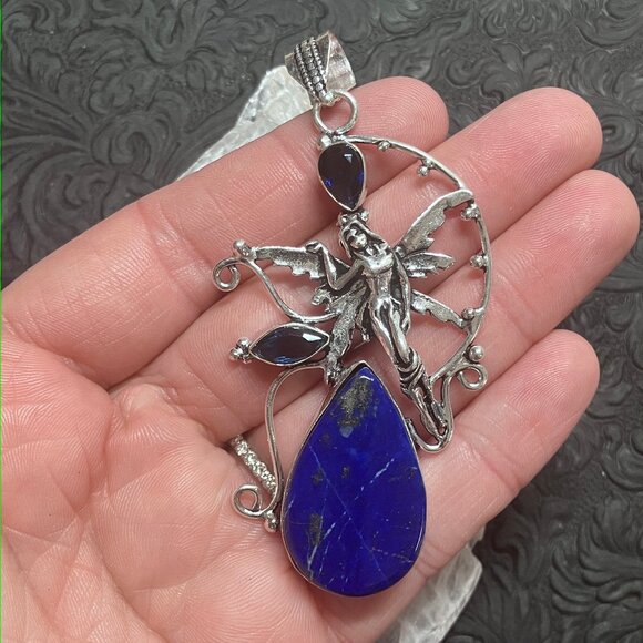 Lapis Lazuli and Blue Stone Fairy Crystal Jewelry Pendant - Picture 1 of 8